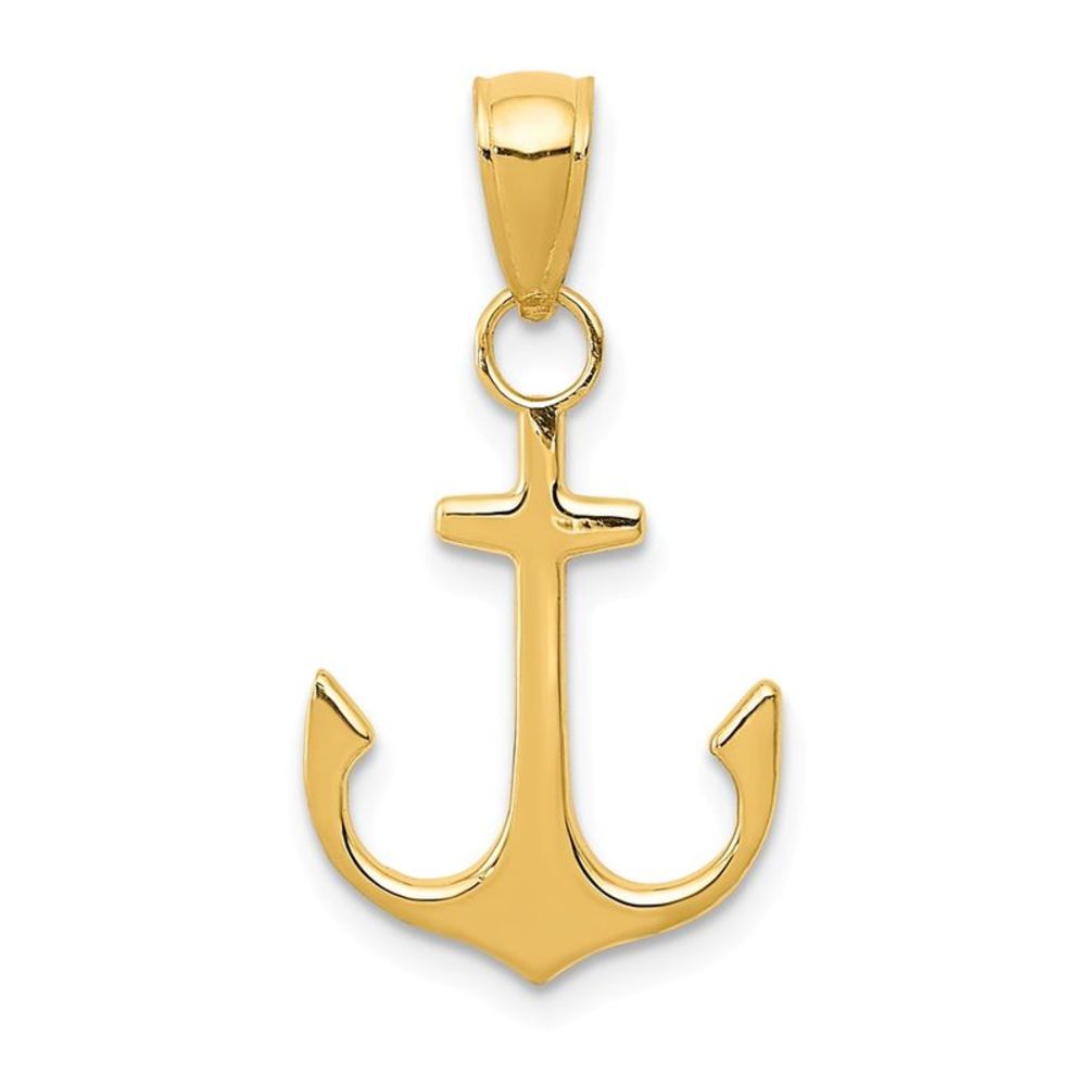 14k Yellow Gold Unadorned Anchor (14 x 24mm) Necklace - 20 Inch